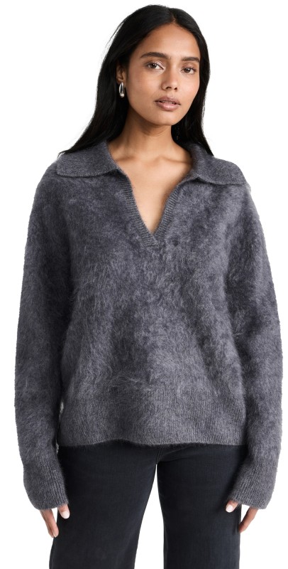 LISA YANG Kerry Cashmere Sweater Graphite Brushed