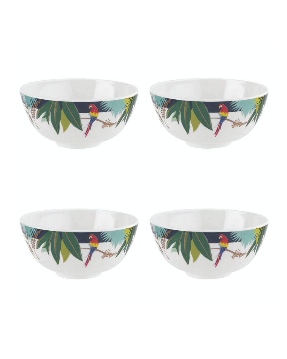 Sara Miller Parrot Melamine Bowls, Set of 4