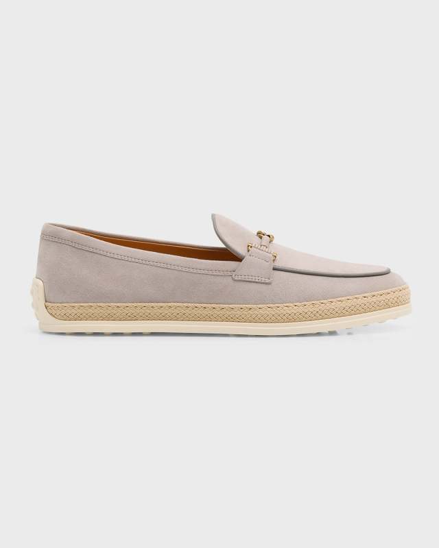 Gomma Suede T-Ring Espadrille Driver Loafers