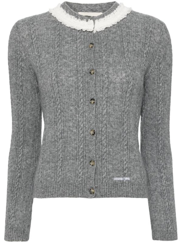 collar embellished cardigan