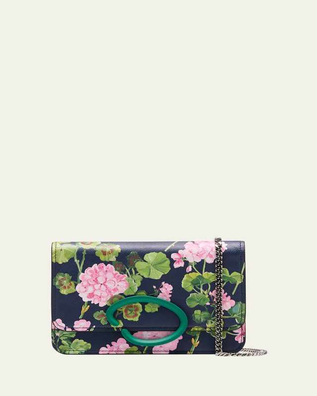 O Pochette Geranium-Print Chain Crossbody Bag
