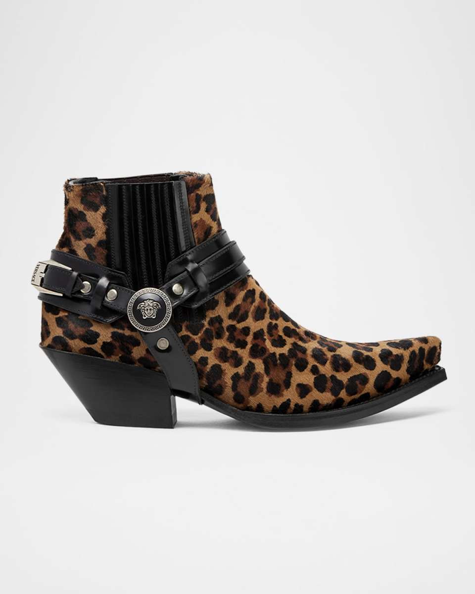 Texano Leopard Harness Biker Booties