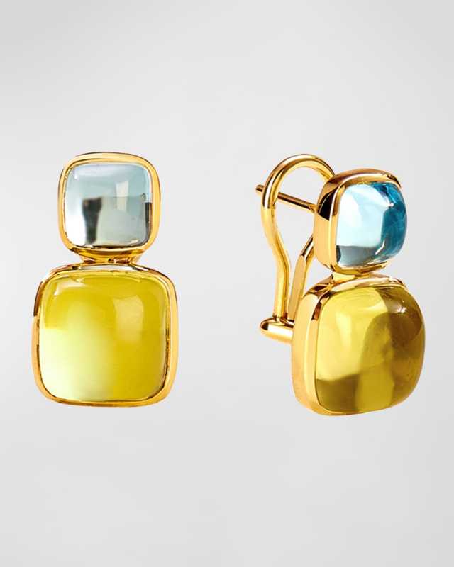 18K Sugarloaf Earrings with Gemstones