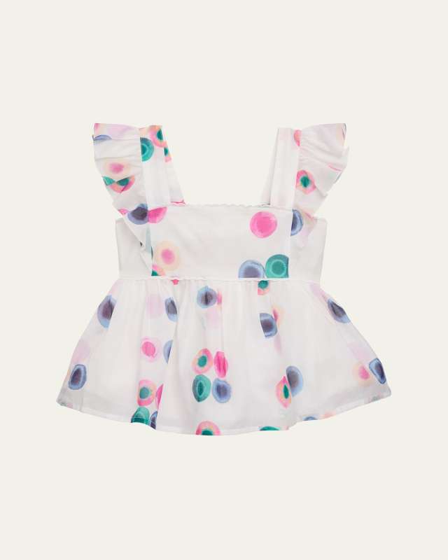 Girl's Fusion Dot Bow-Detail Blouse, Size 4-5