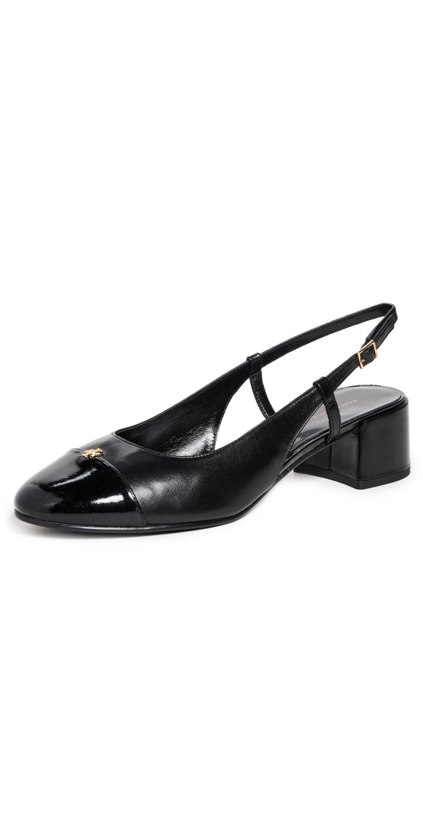 Tory Burch 45mm Cap Toe Slingbacks Perfect Black / Perfect Black