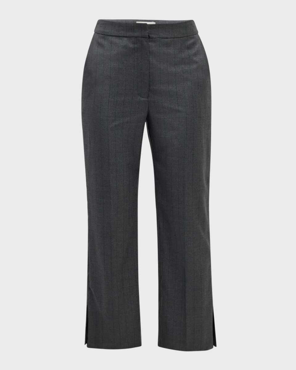 Fira Pinstripe Straight-Leg Crop Pants