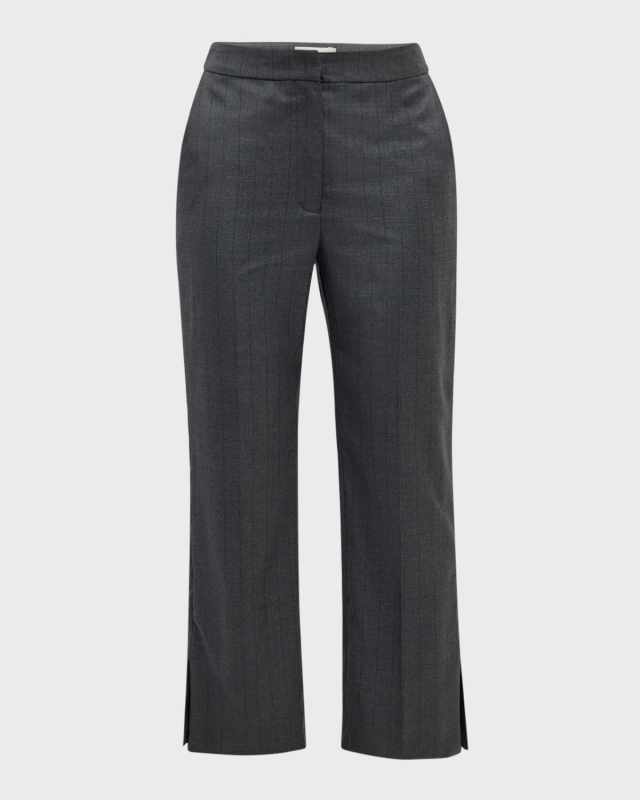 Fira Pinstripe Straight-Leg Crop Pants