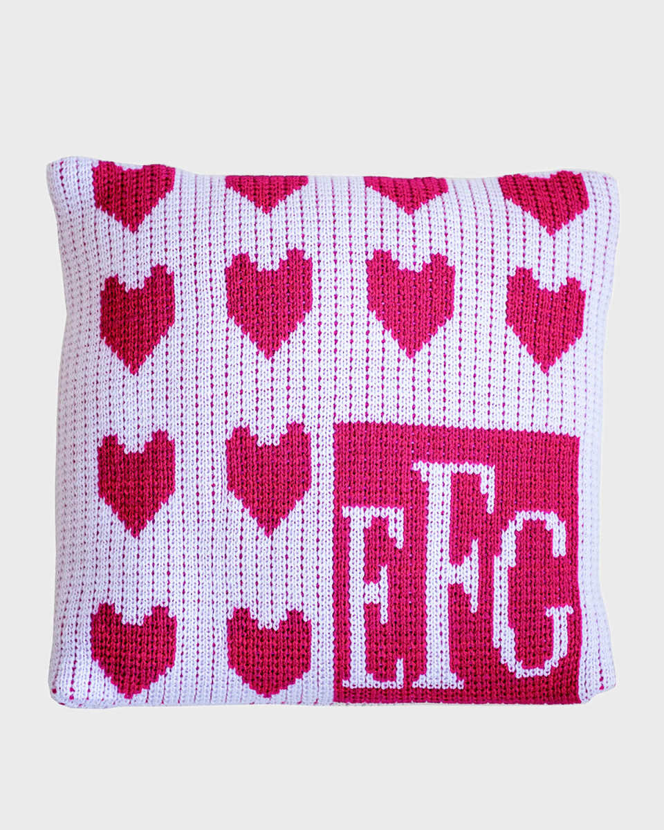 Lots of Hearts Monogram Pillow, Personalized