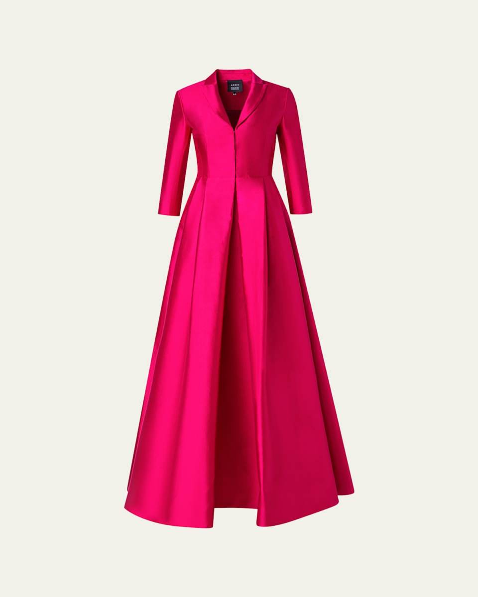 Pintuck Silk Coat Dress Gown
