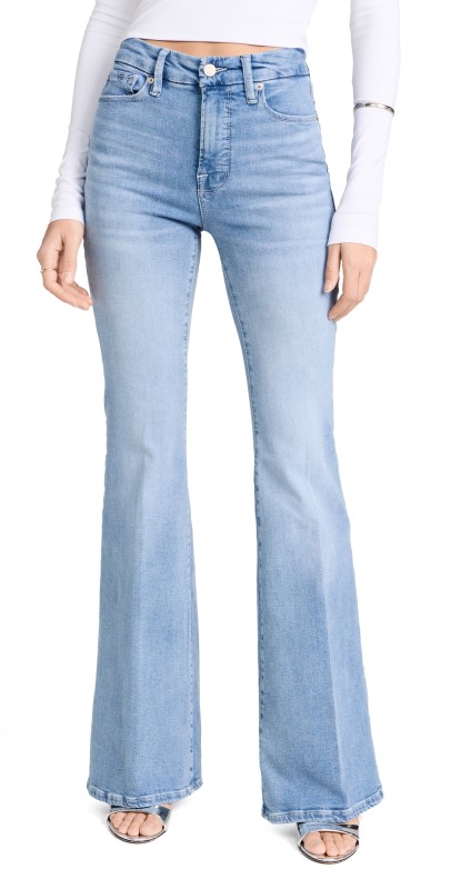 Good American Good Legs Flare Split Back Pocket Jeans INDIGO578
