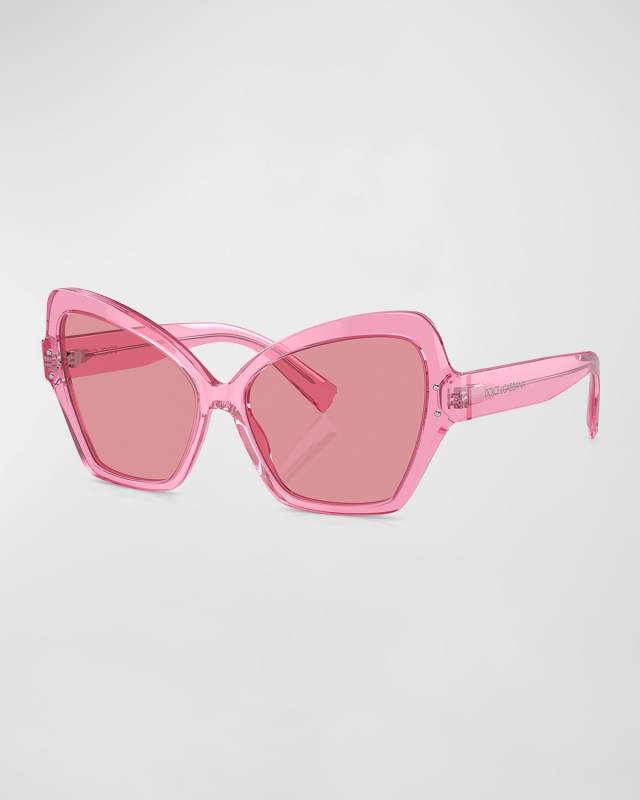 Sharp Pink Acetate & Plastic Butterfly Sunglasses