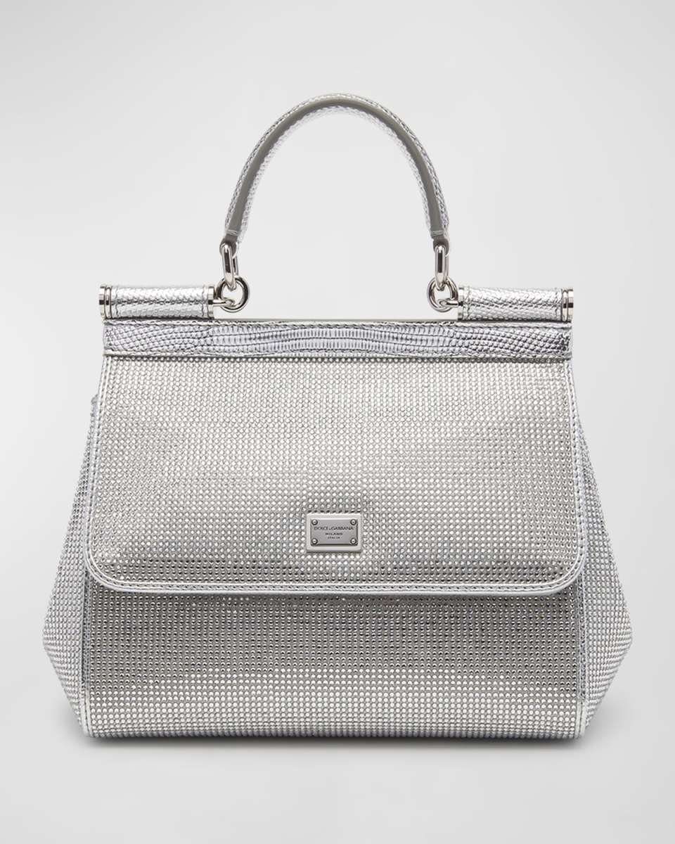Sicily Crystal-Embellished Top-Handle Bag