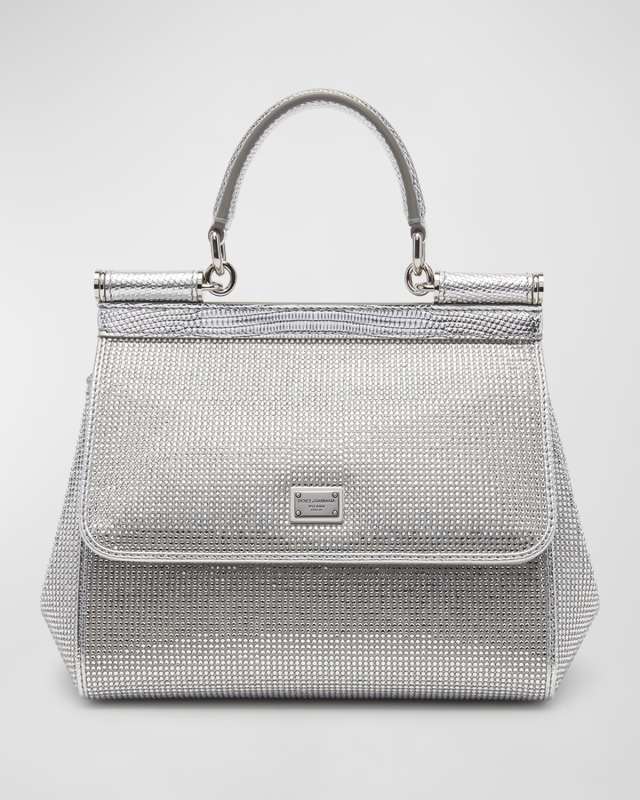 Sicily Crystal-Embellished Top-Handle Bag