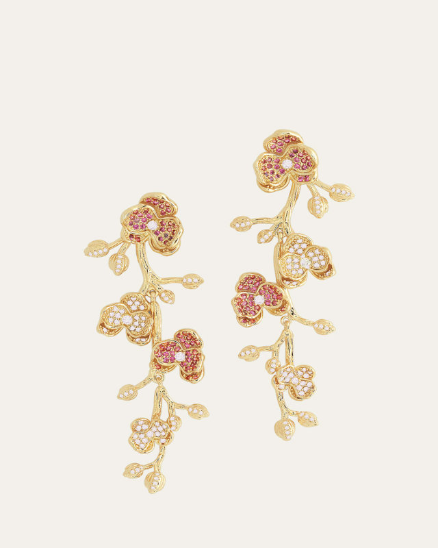 Cubic Zirconia Orchid Dangle Earrings