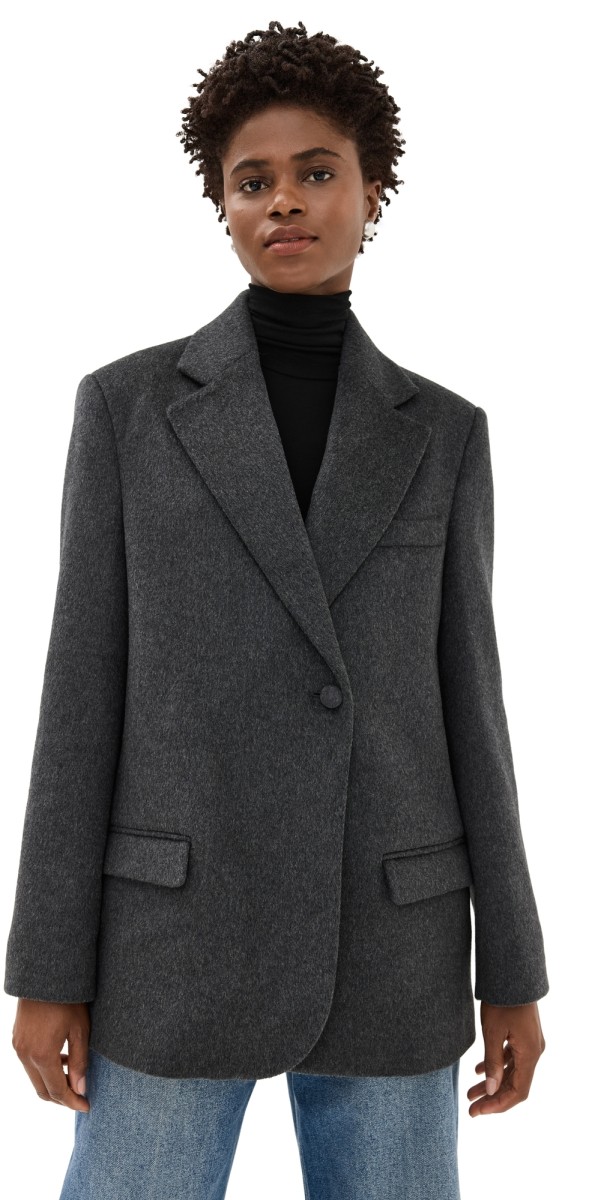 Róhe Textured Wool-Blend Jacket Anthracite Melange