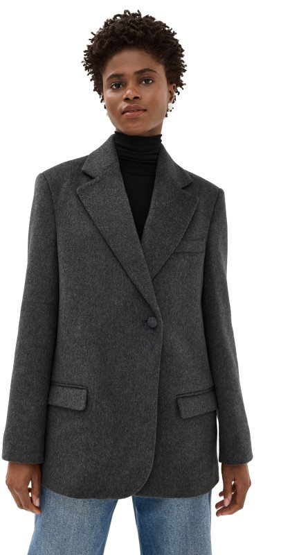 Róhe Textured Wool-Blend Jacket Anthracite Melange