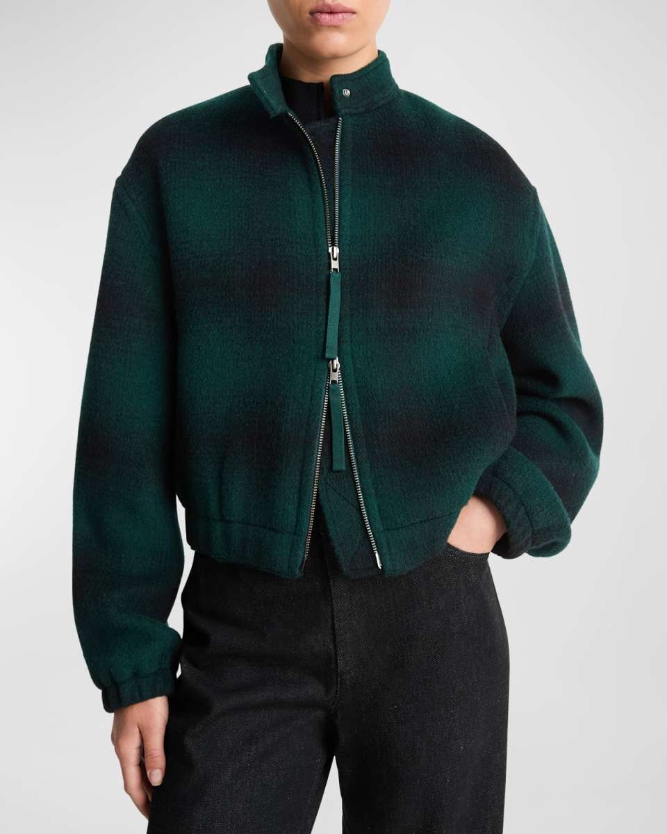 Shadow Plaid Bomber Jacket