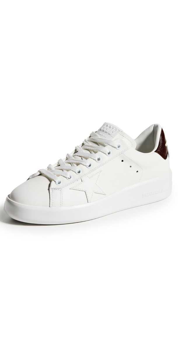 Golden Goose Pure Star Lizard Printed Sneakers White/Burgundy