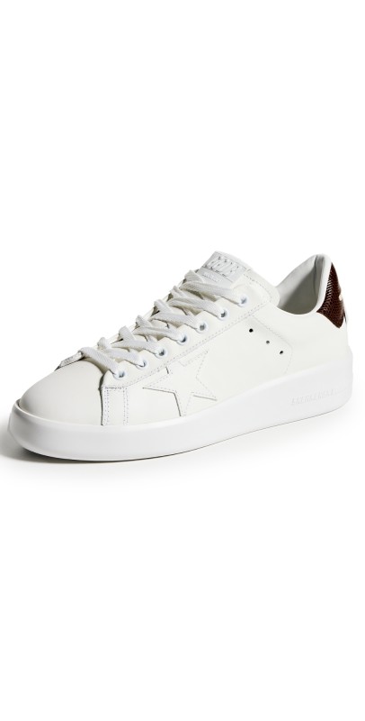 Golden Goose Pure Star Lizard Printed Sneakers White/Burgundy