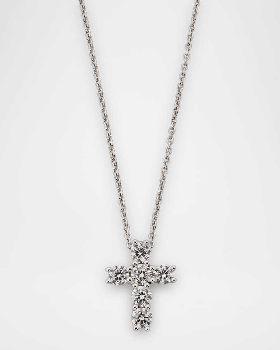 Talisman 18K White Gold Diamond Mini Cross Pendant Necklace