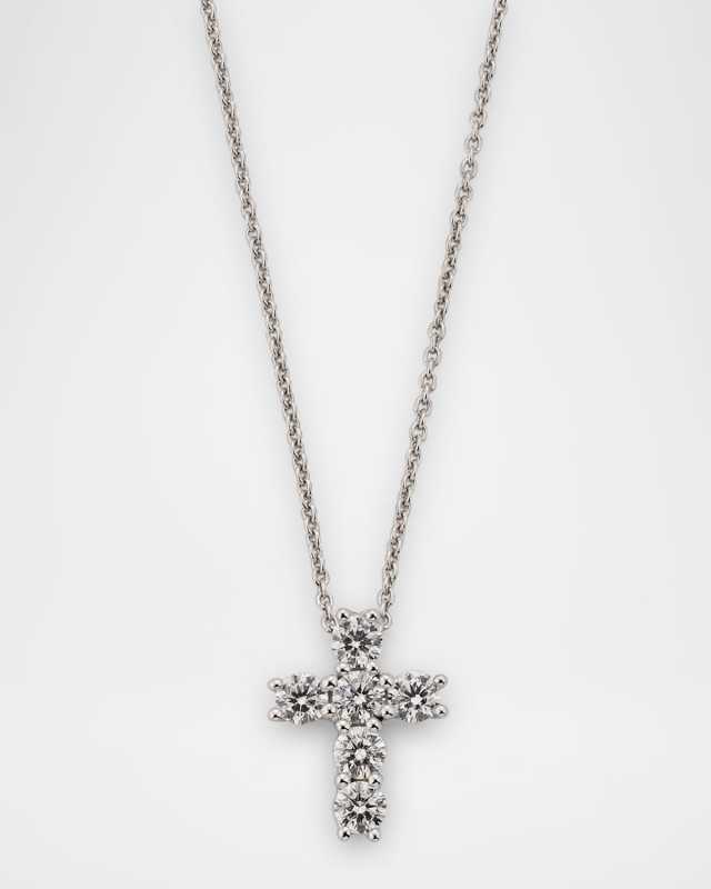Talisman 18K White Gold Diamond Mini Cross Pendant Necklace