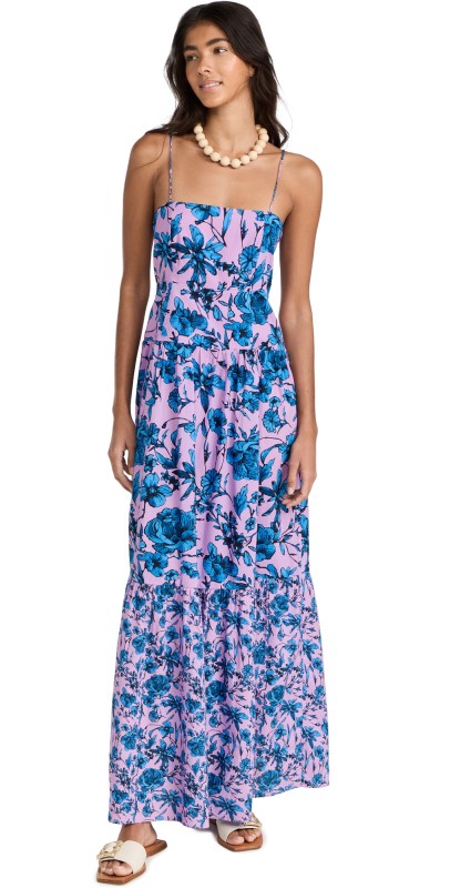 Playa Lucila Square Neck Maxi Dress Lilac Print