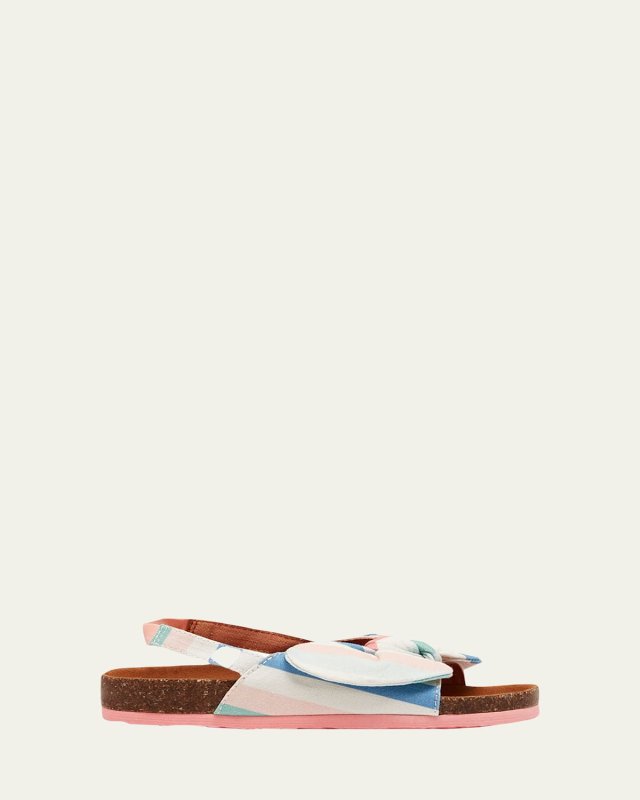 Girl's Bayside Striped Bow Sandals, Toddler/Kids