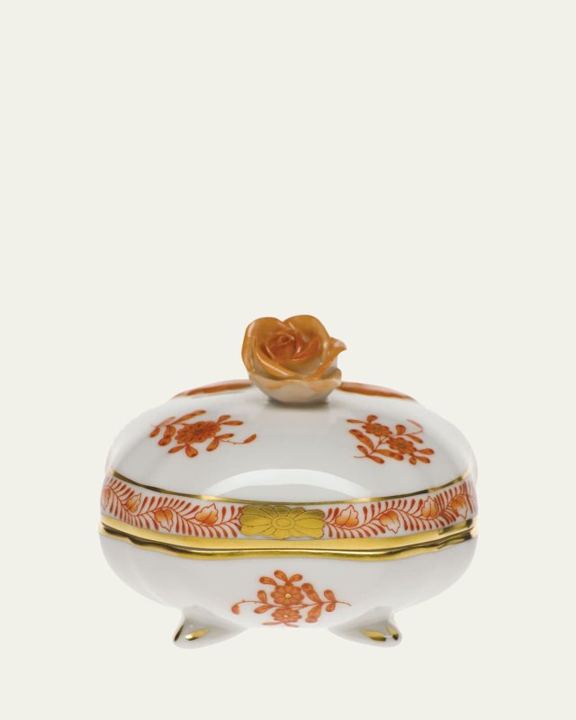 Chinese Bouquet Rust Covered Bonbon with Rose