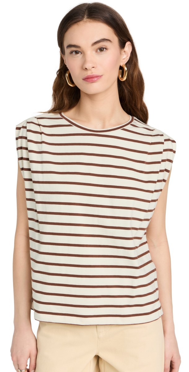 rag & boneica Stripeuscle Tee Brown Stripe