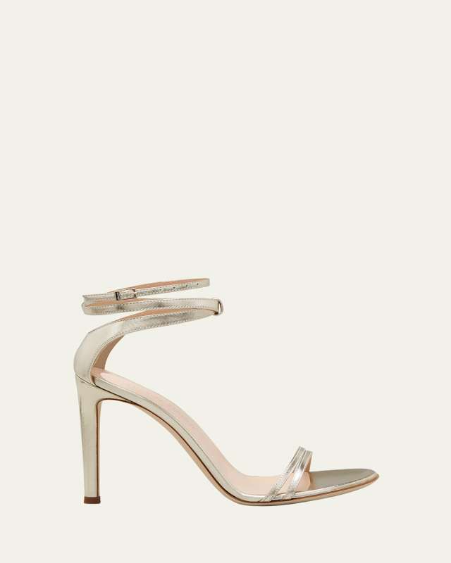 Snake-Print Ankle Stiletto Sandals