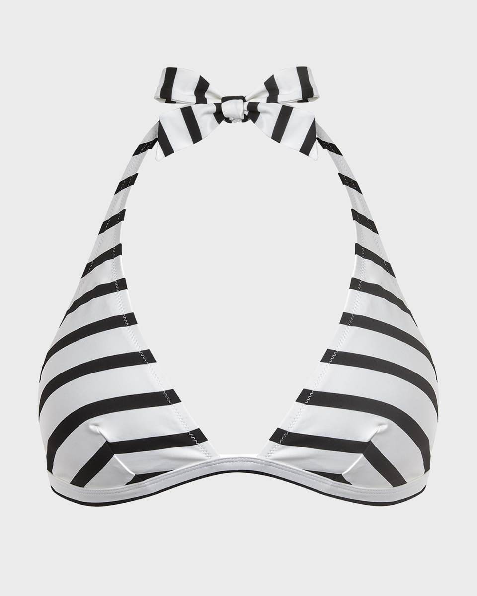 Stripes Jersey Halter Bikini Top