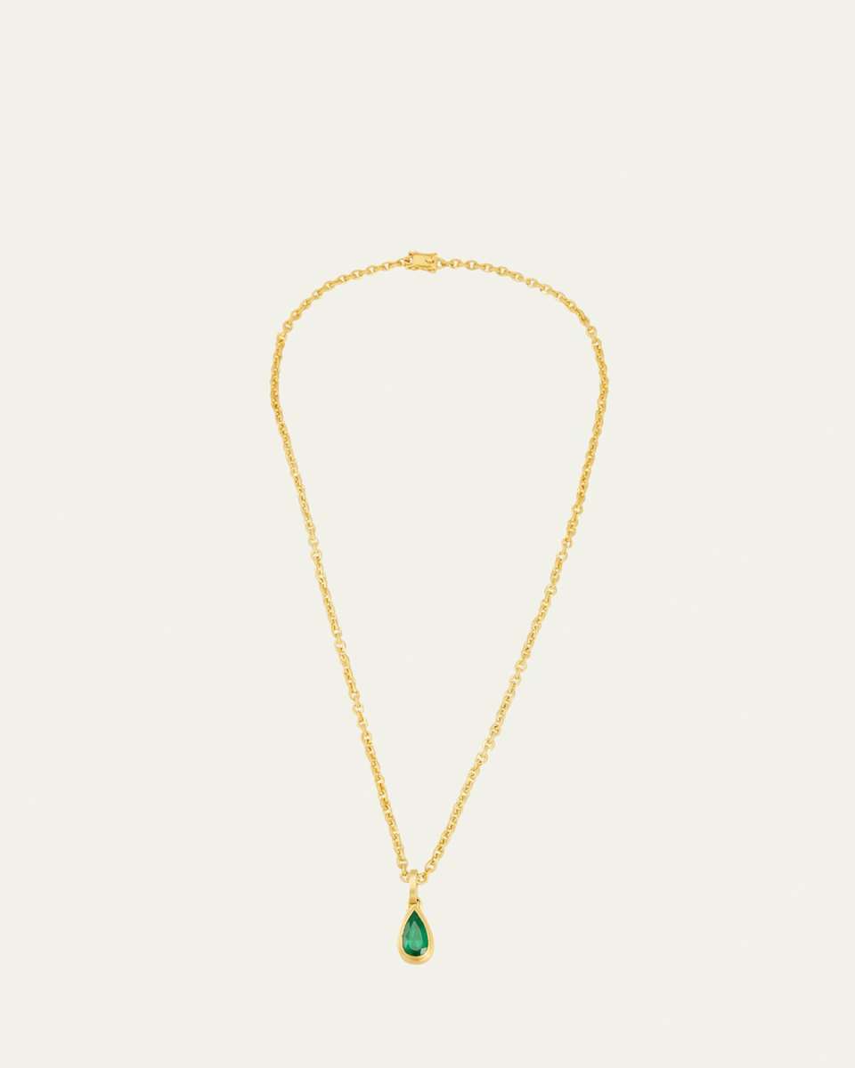 Pear Shaped Emerald Ziggurat Pendant Necklace