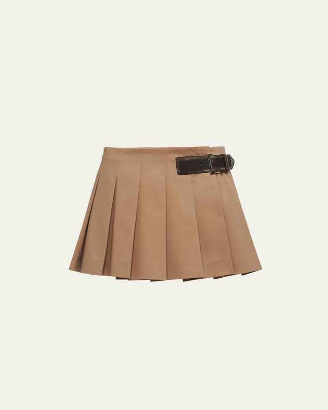 Pleated Gabardine Mini Skirt