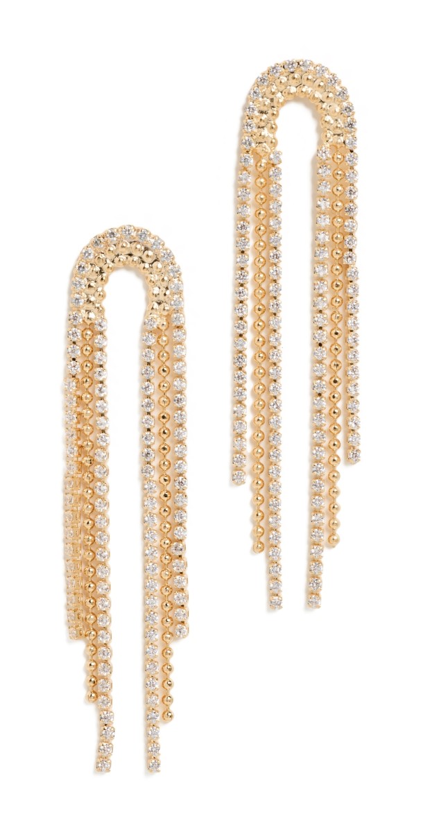 By Adina Eden Tennis Looped Drop Stud Earrings Gold