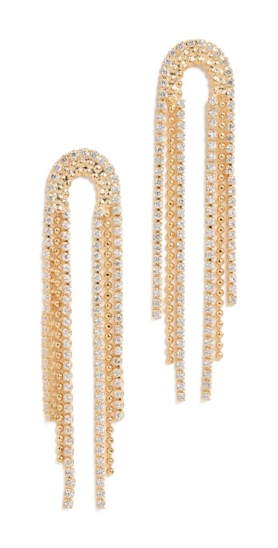By Adina Eden Tennis Looped Drop Stud Earrings Gold