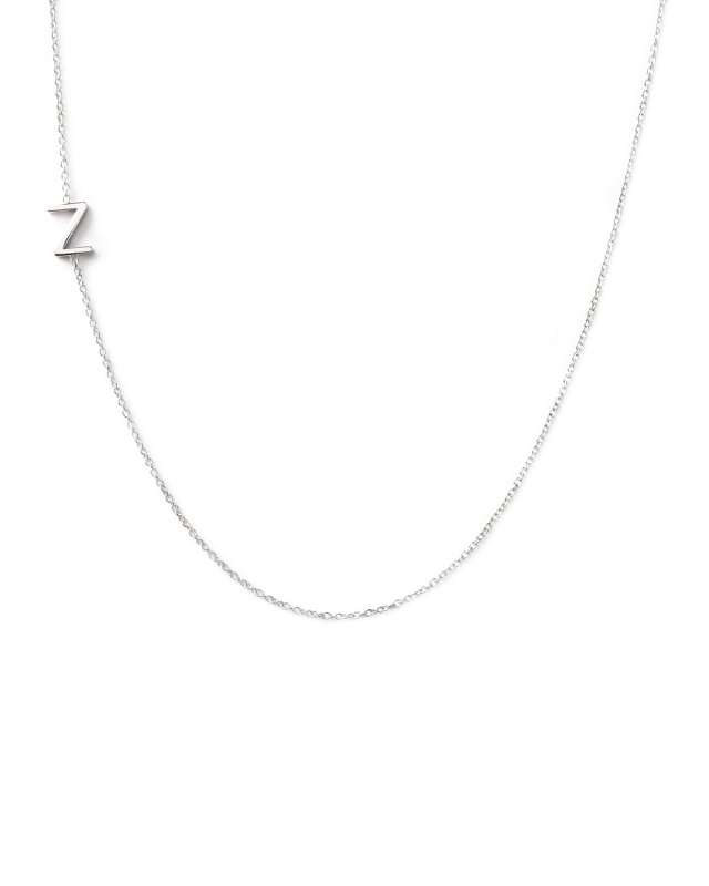 14k White Gold Mini Letter Necklace
