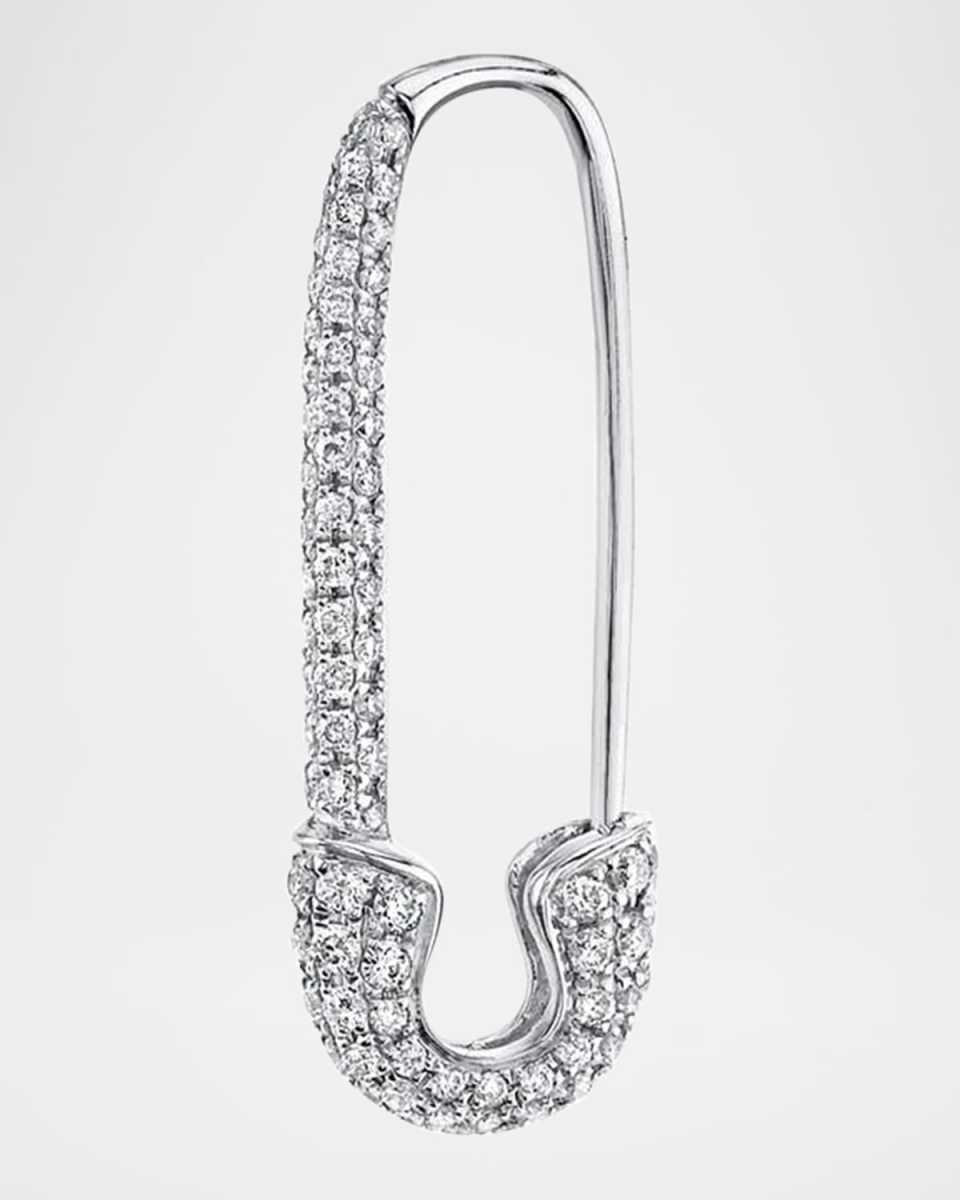 18K White Gold Diamond Safety Pin Earring, Single (Right)