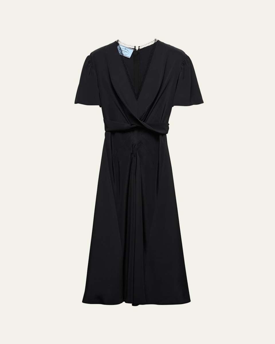Marocaine Crossover Short-Sleeve Midi Dress