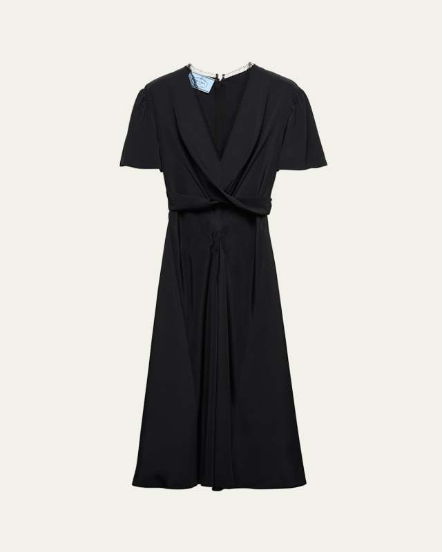 Marocaine Crossover Short-Sleeve Midi Dress
