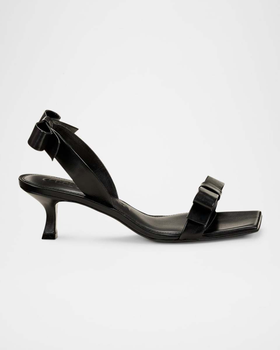 Tyla Leather Bow Slingback Sandals