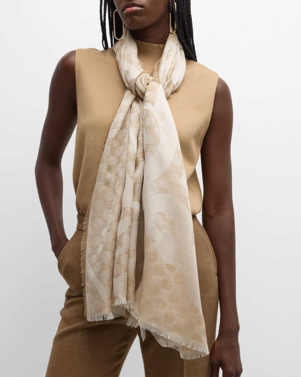 Acinoso Monogram Silk-Wool Stole