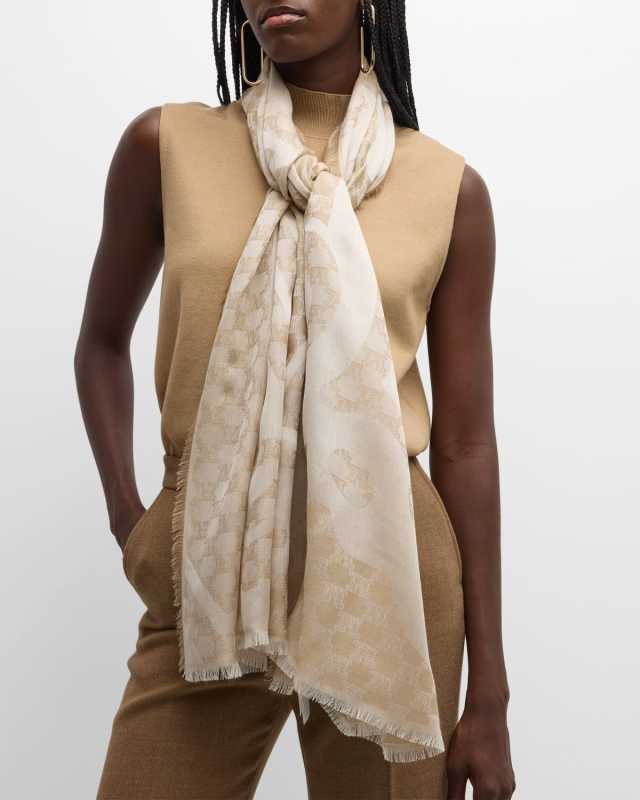 Acinoso Monogram Silk-Wool Stole
