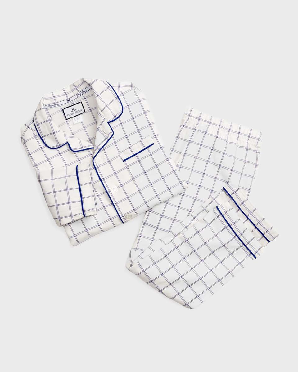 Kid's Tattersall Check Two-Piece Pajama Set, Size 6M-14