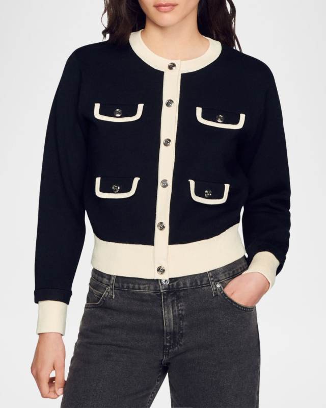 Murcie Two-Tone Knit Cardigan