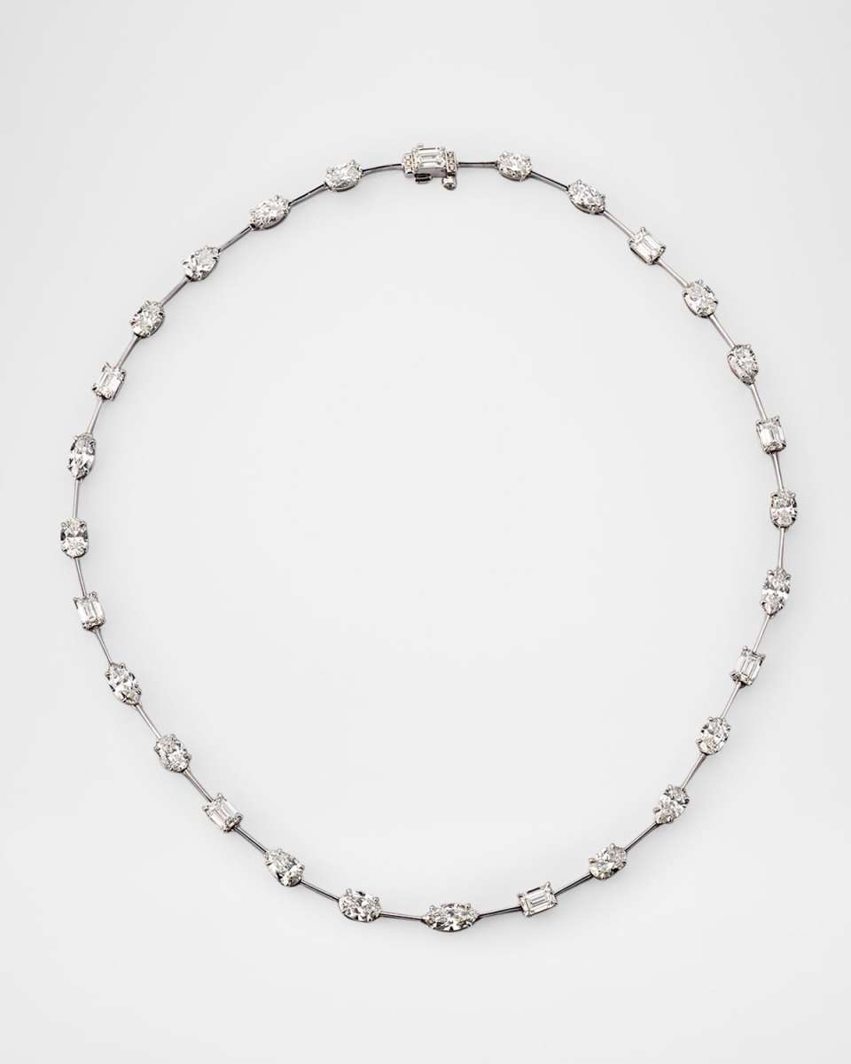 18K White Gold Mixed Diamond Necklace