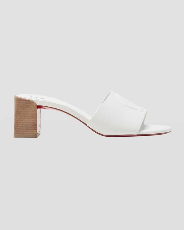 Leather Logo Block-Heel Mules