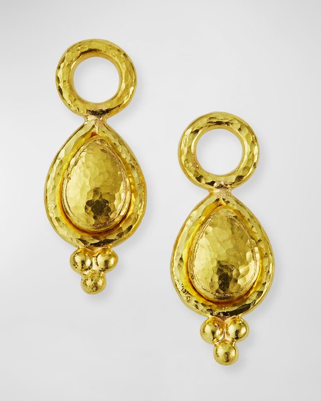 19K Yellow Gold Teardrop Earrings Pendants