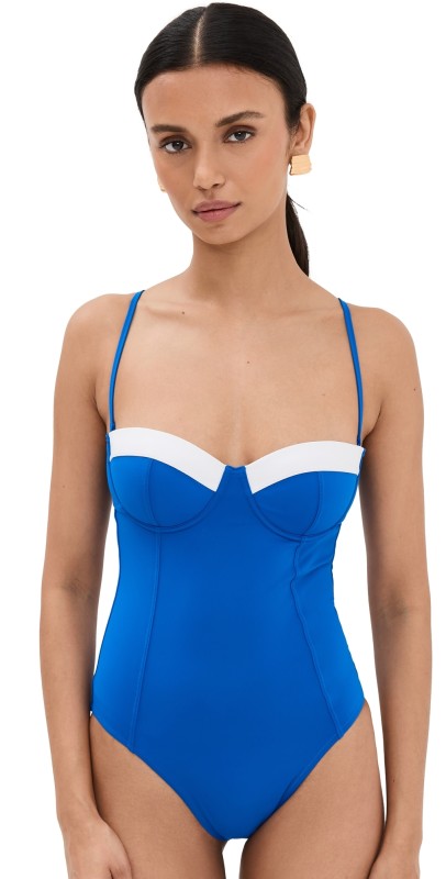 STAUD Maeve One Piece Sapphire/White