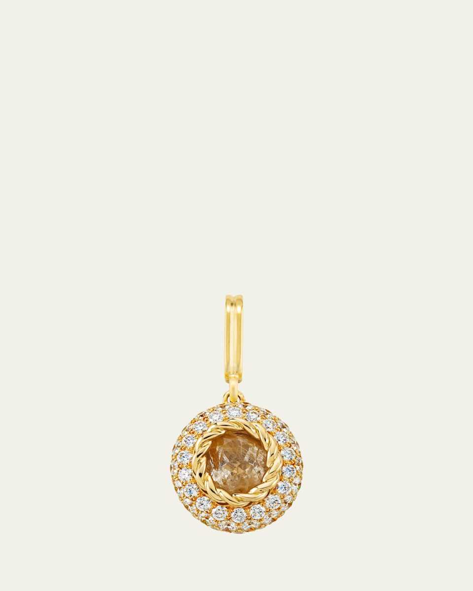 18K Yellow Gold Baby Queen Charm with Rutilated Quartz and Diamonds