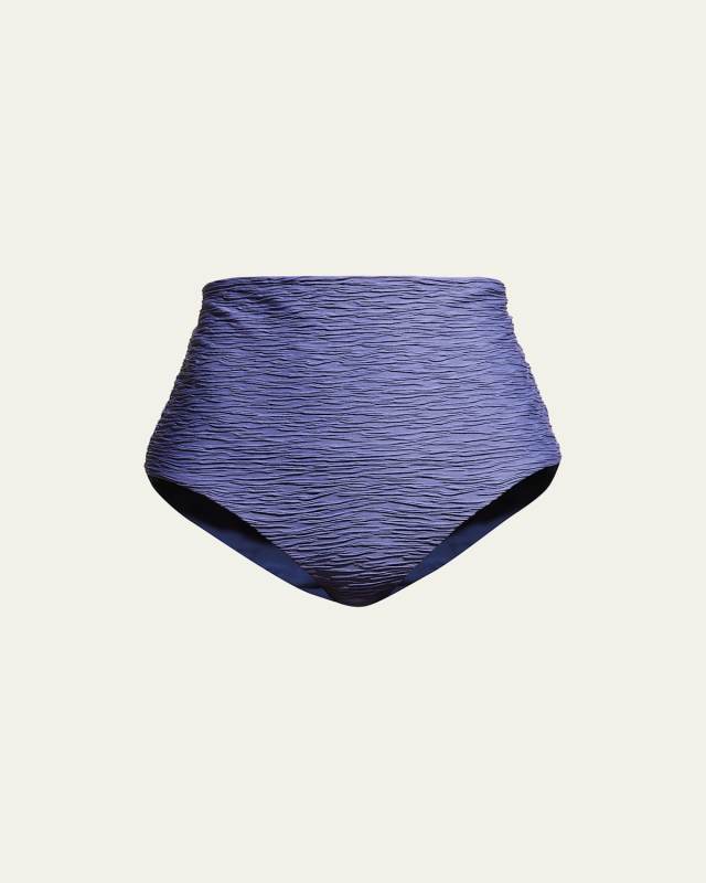 Lydia Textured High-Waisted Bikini Bottoms